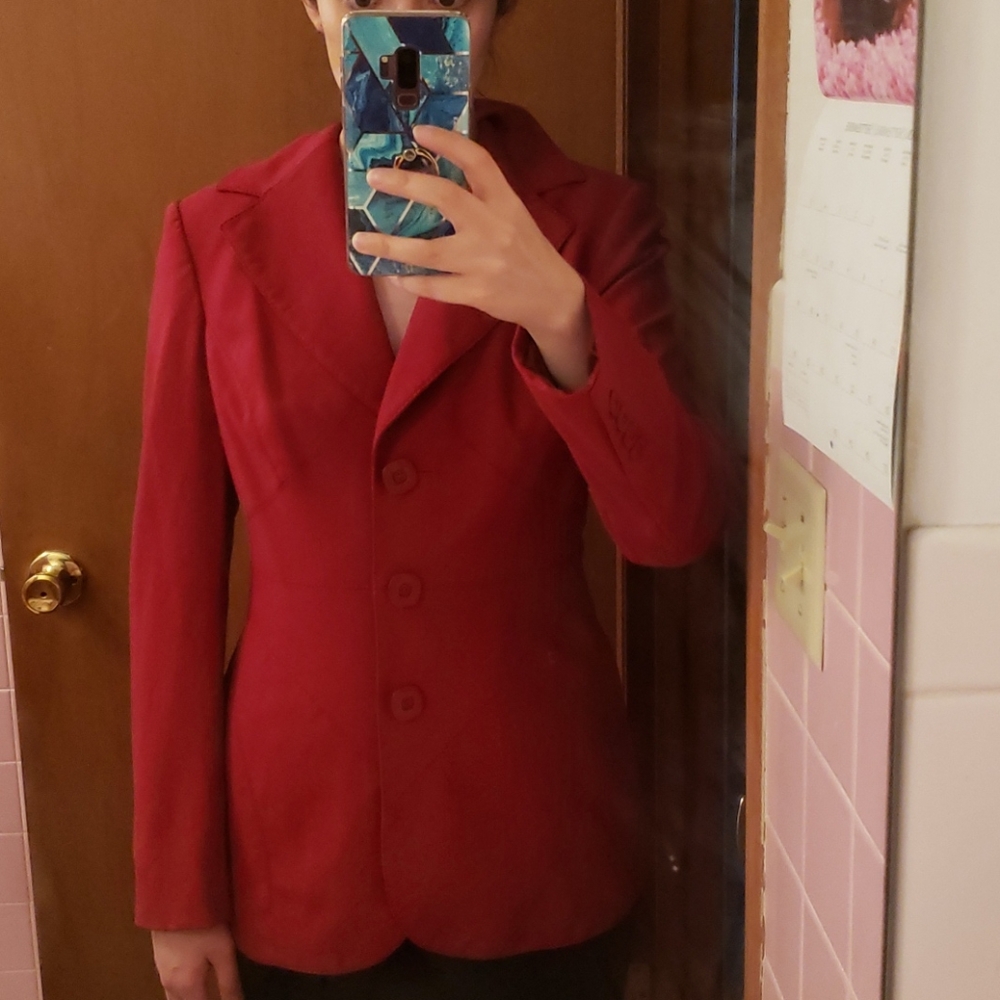 Wool Classiques Entier Red Power Suit Size 4 - image 2